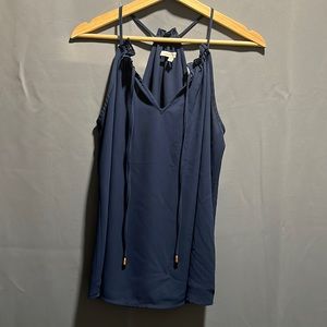 NAKED ZEBRA NAVY SILKY TANK TOP